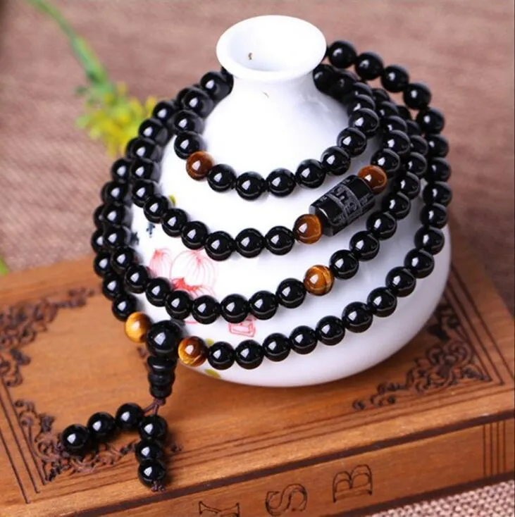 108 Mala Beads Bracelet Tiger Eye Stone Crystal Bracelet