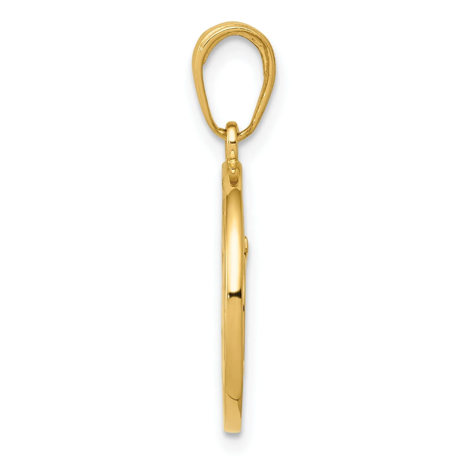 14K Yellow Gold Solid Polished Finish Open Bac Cut Out Round Frame Design Yoga Om Symbol Charm Pendant