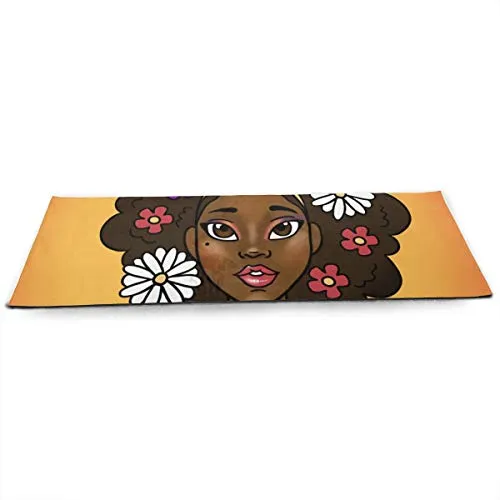 Afro Flower Yellow Sexy Lady ECO Aqua Power Kinematic Iyengar Kundini Hot Pilates Gymnastics Hatha Yoga Mat Exercise Mat Merchandise Decor Decorate