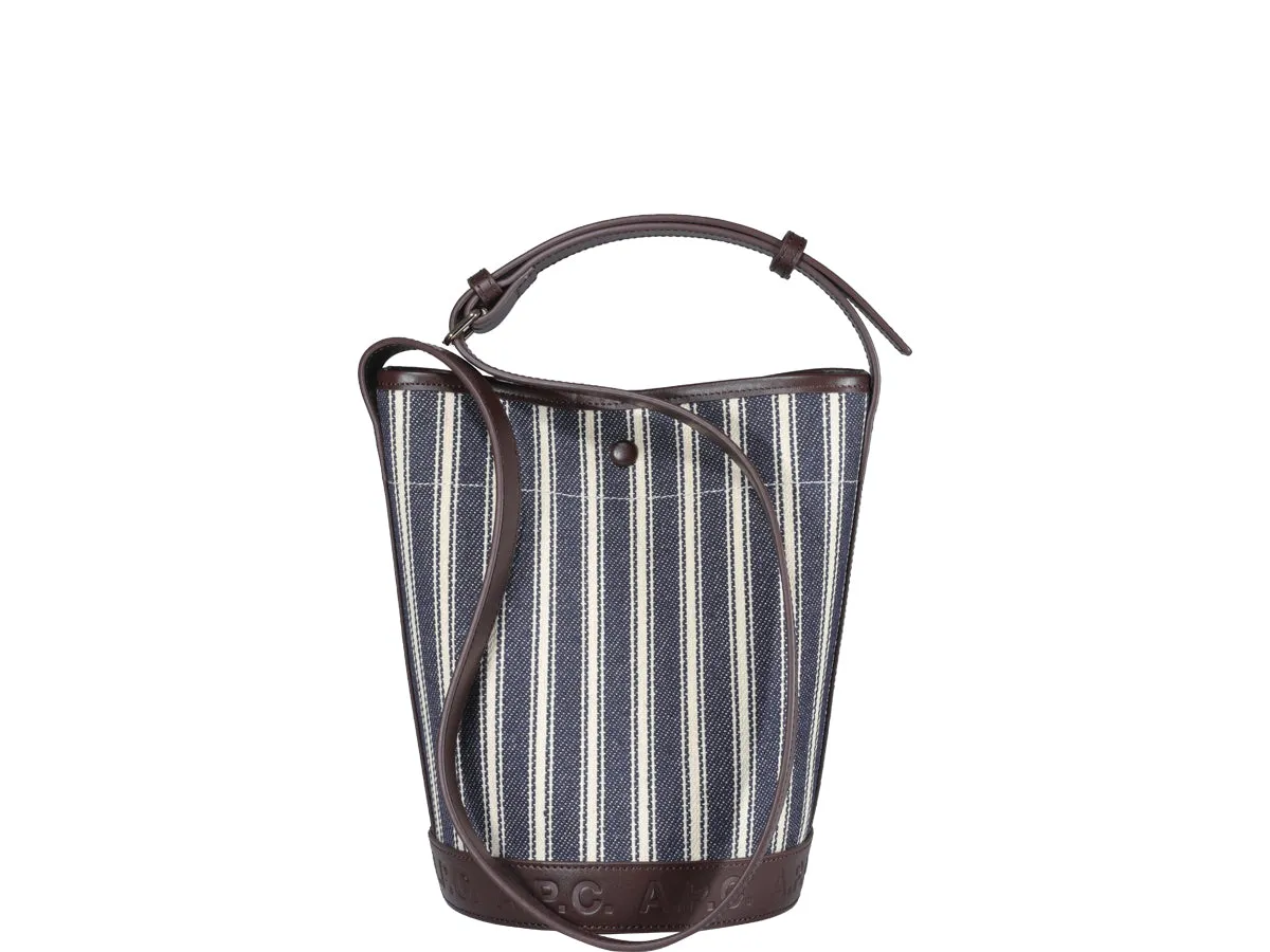 A.P.C. Logo Embossed Striped Tote Bag
