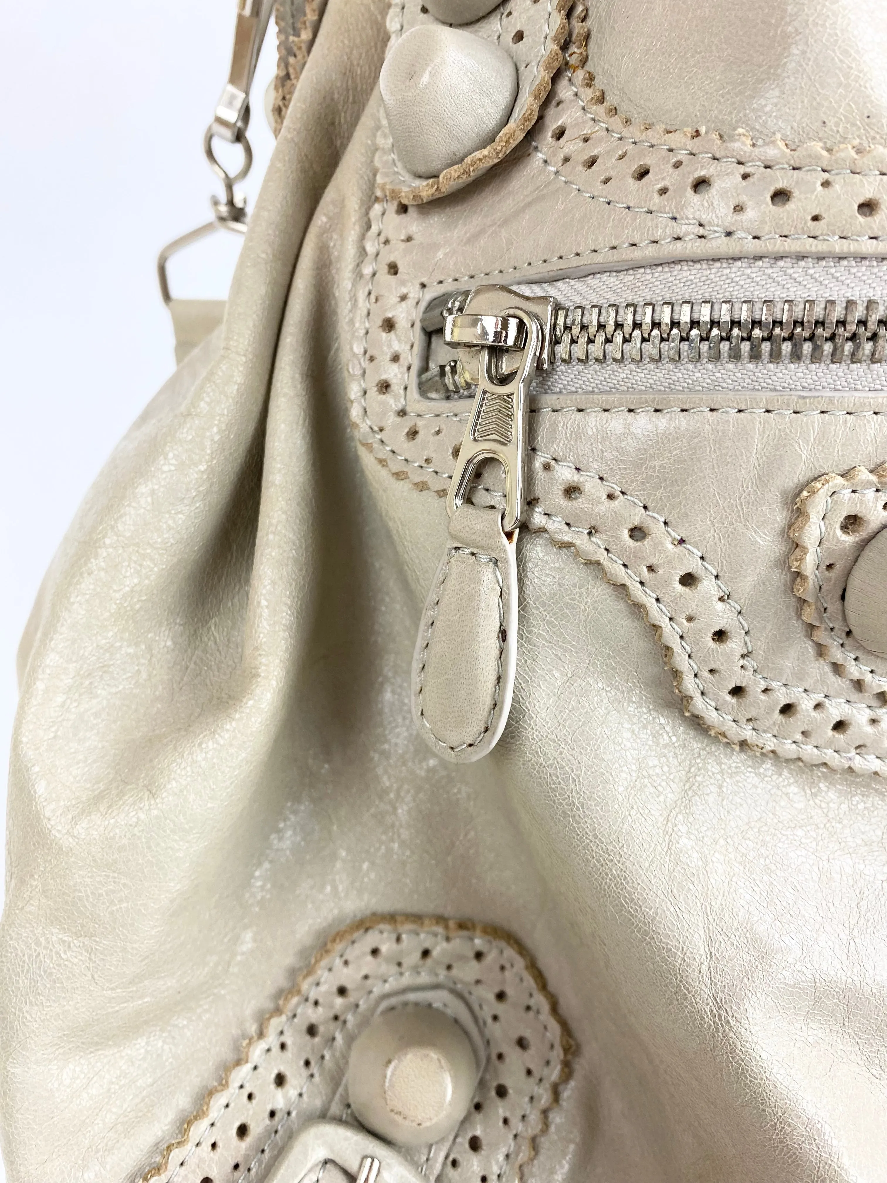 Balenciaga Paris Large Leather Brogue Drawstring Bag