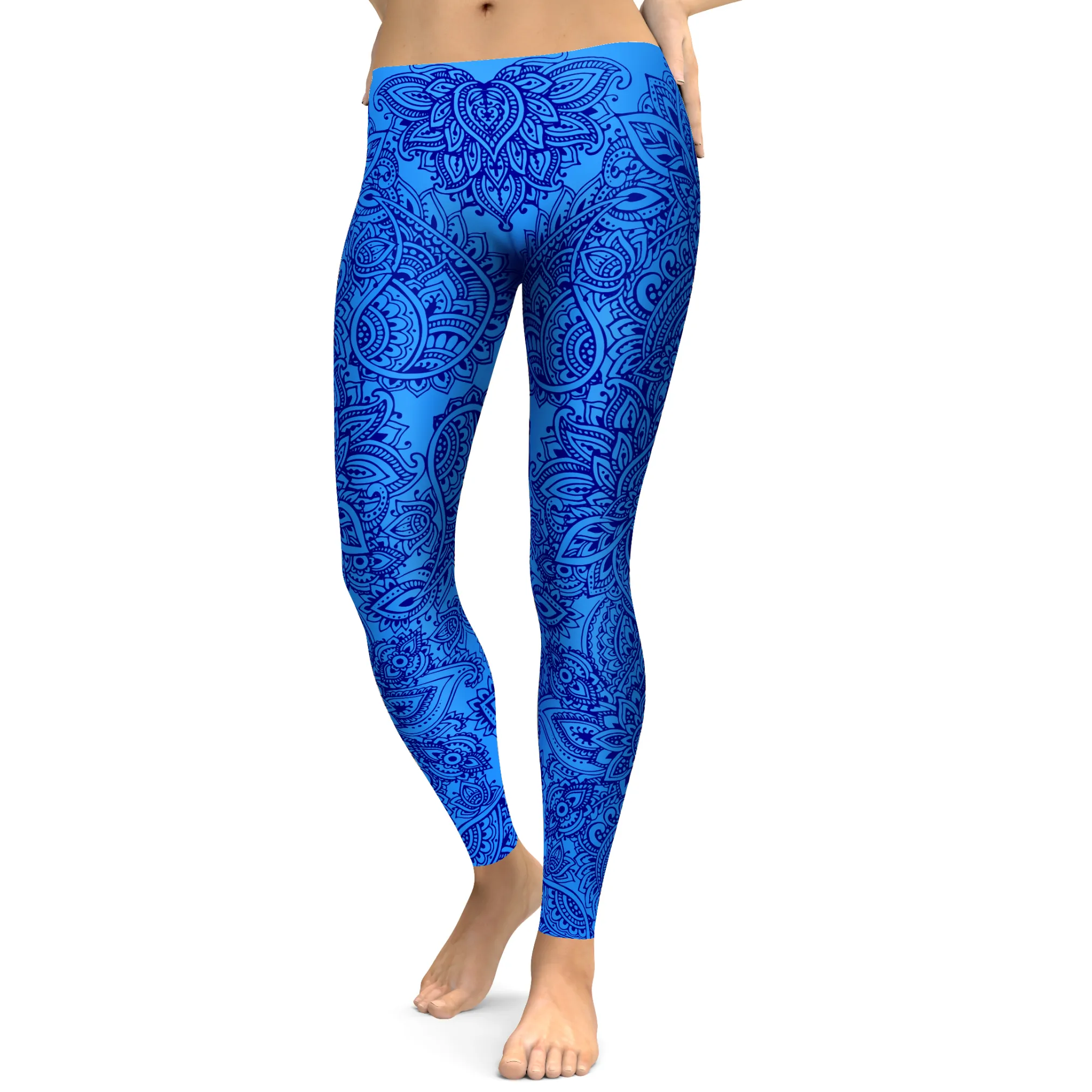 Blue and Navy Henna Tattoo Leggings