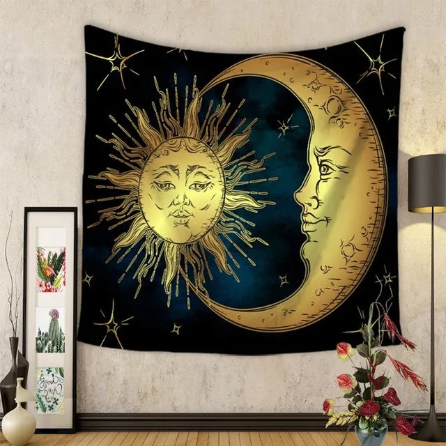 Bohemian Colorful Tapestry Psychedelic Indian Sun Tapestry Hippie Home Decor Tapestry Wall Hanging Camping Tent Travel Sleeping