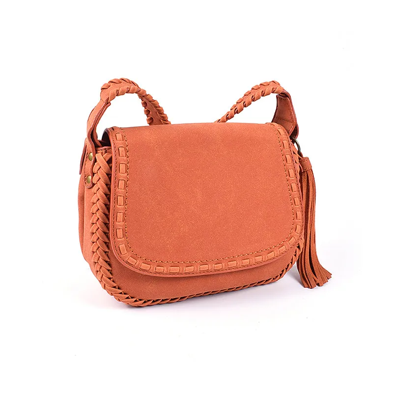 Boho Womens Vegan Leather Crossbody Satchel Bag Ladies Shoulder Bag For Women