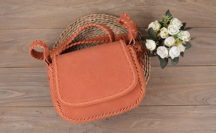 Boho Womens Vegan Leather Crossbody Satchel Bag Ladies Shoulder Bag For Women