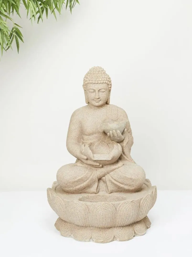 Buddha Tabletop Waterfall Fountain Fengshui Meditation Relaxing Indoor Decoration, Waterfall with Circular Water Flow for Home, Office, Bedroom Decoration(3 feet)