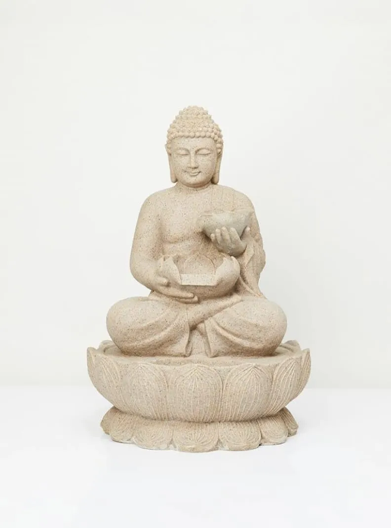Buddha Tabletop Waterfall Fountain Fengshui Meditation Relaxing Indoor Decoration, Waterfall with Circular Water Flow for Home, Office, Bedroom Decoration(3 feet)