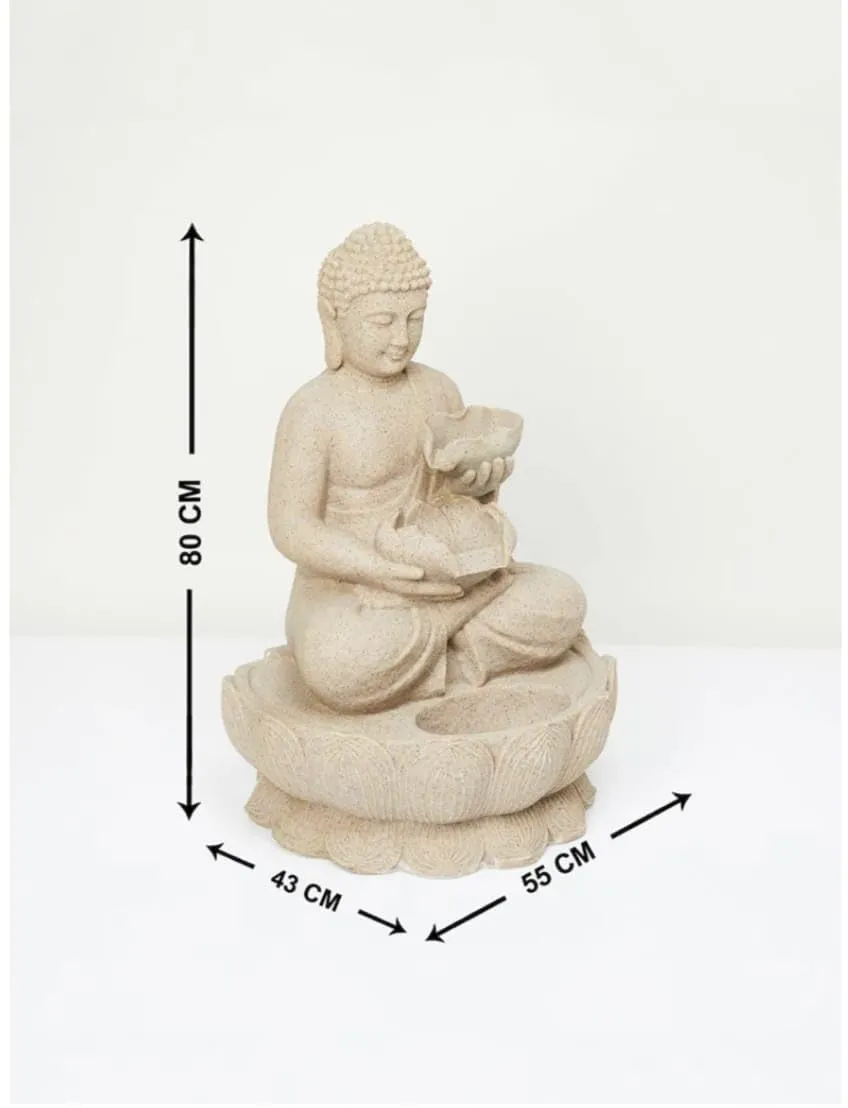 Buddha Tabletop Waterfall Fountain Fengshui Meditation Relaxing Indoor Decoration, Waterfall with Circular Water Flow for Home, Office, Bedroom Decoration(3 feet)