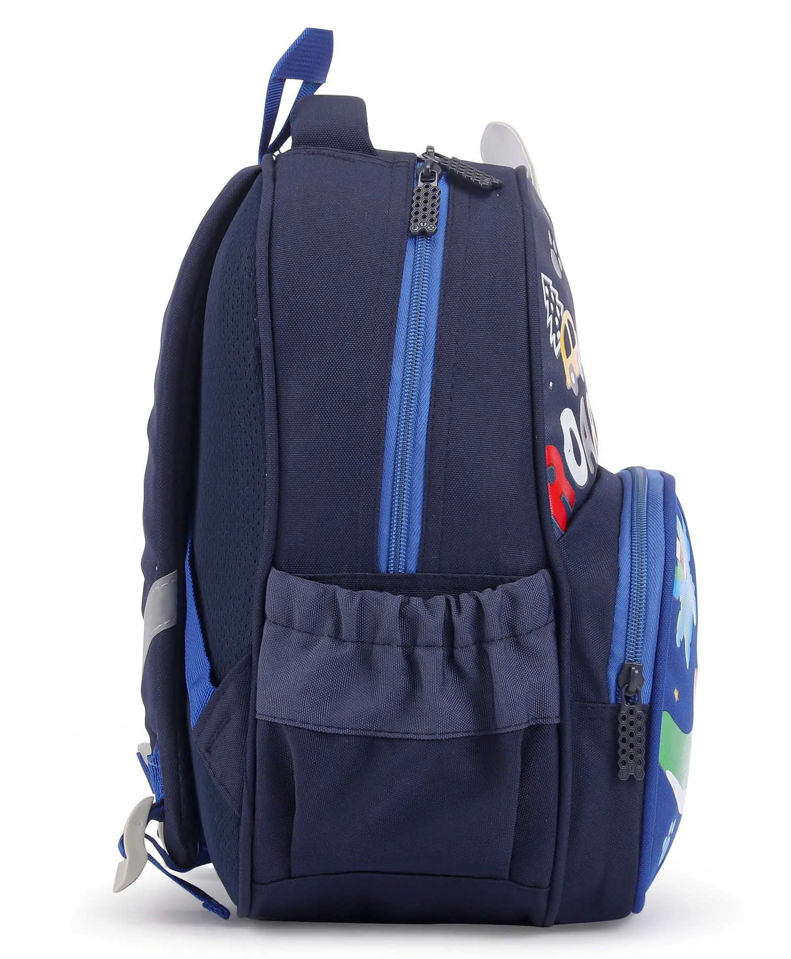 Cap Applique Dinosaur Print Backpack - Dark Blue