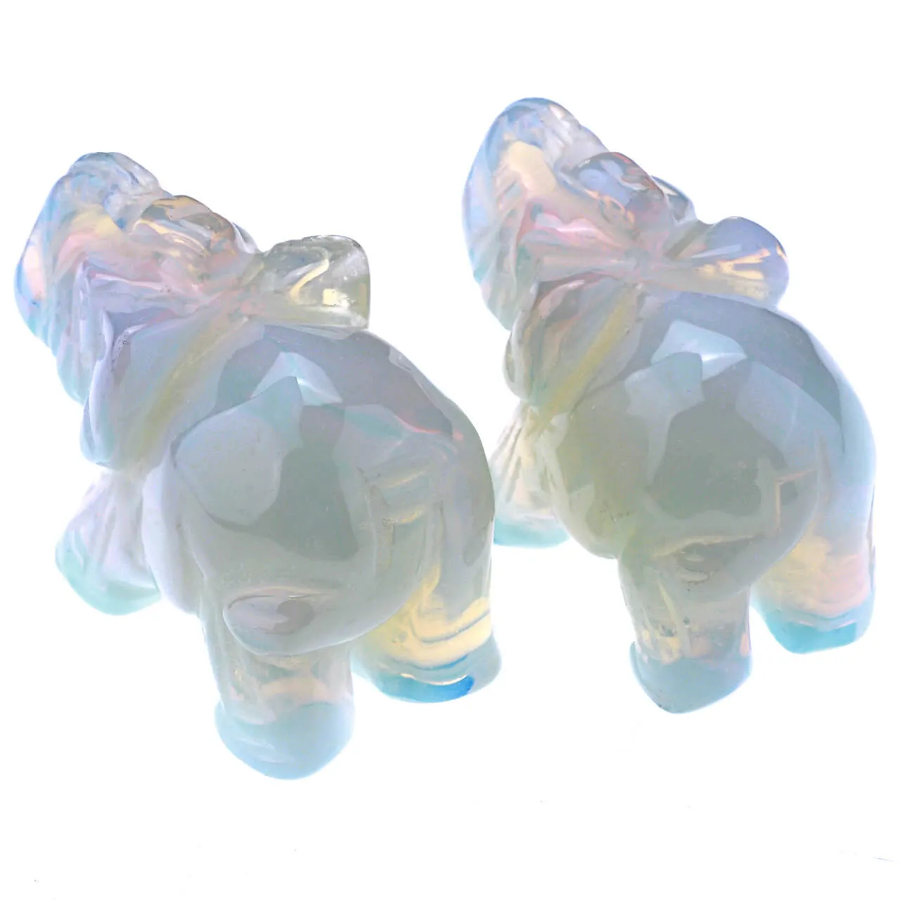 Carved Natural Amethyst Crystal Elephant Ornament 2'' 2PCS | Jovivi