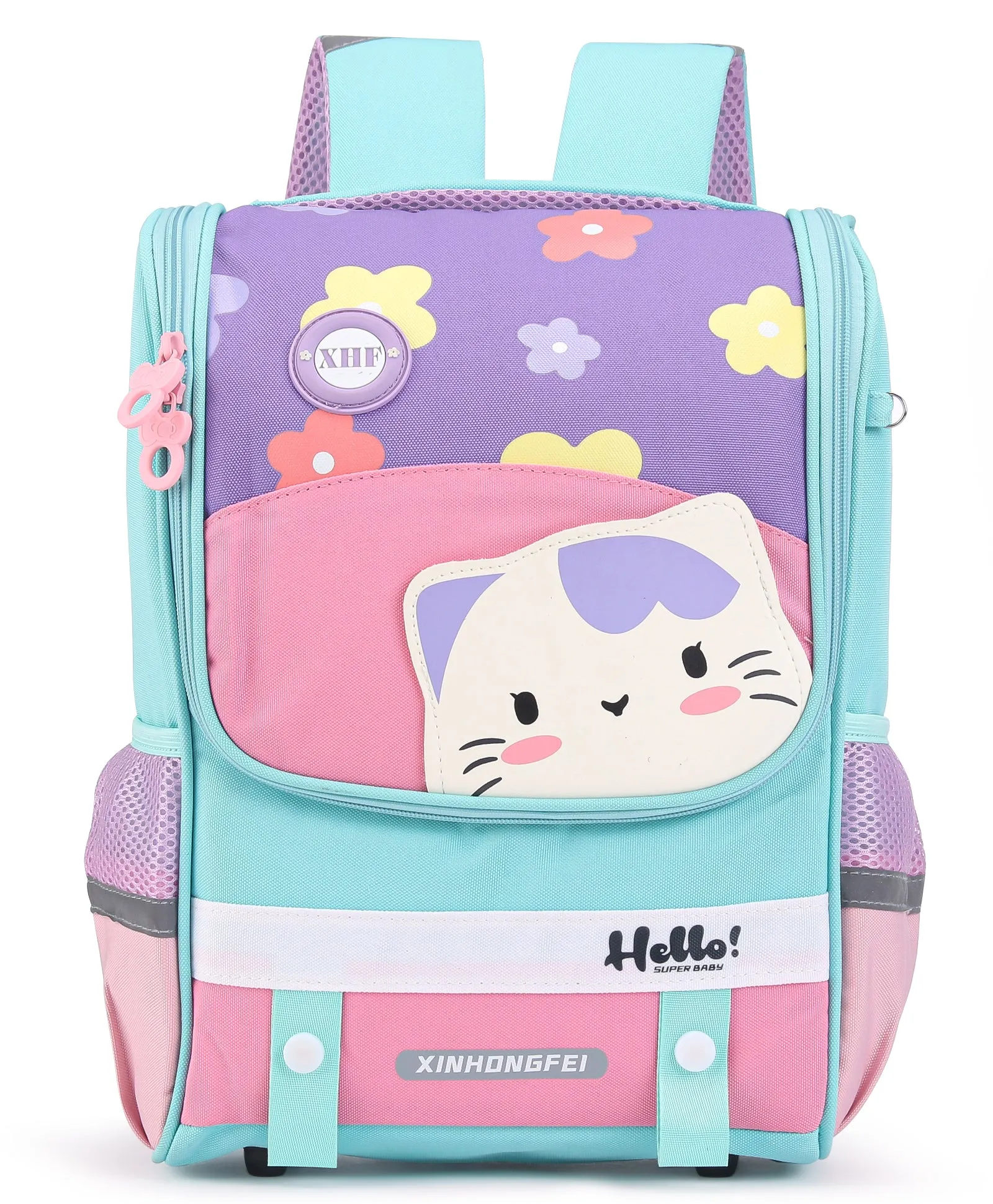 Cat Print Backpack - Sea Green