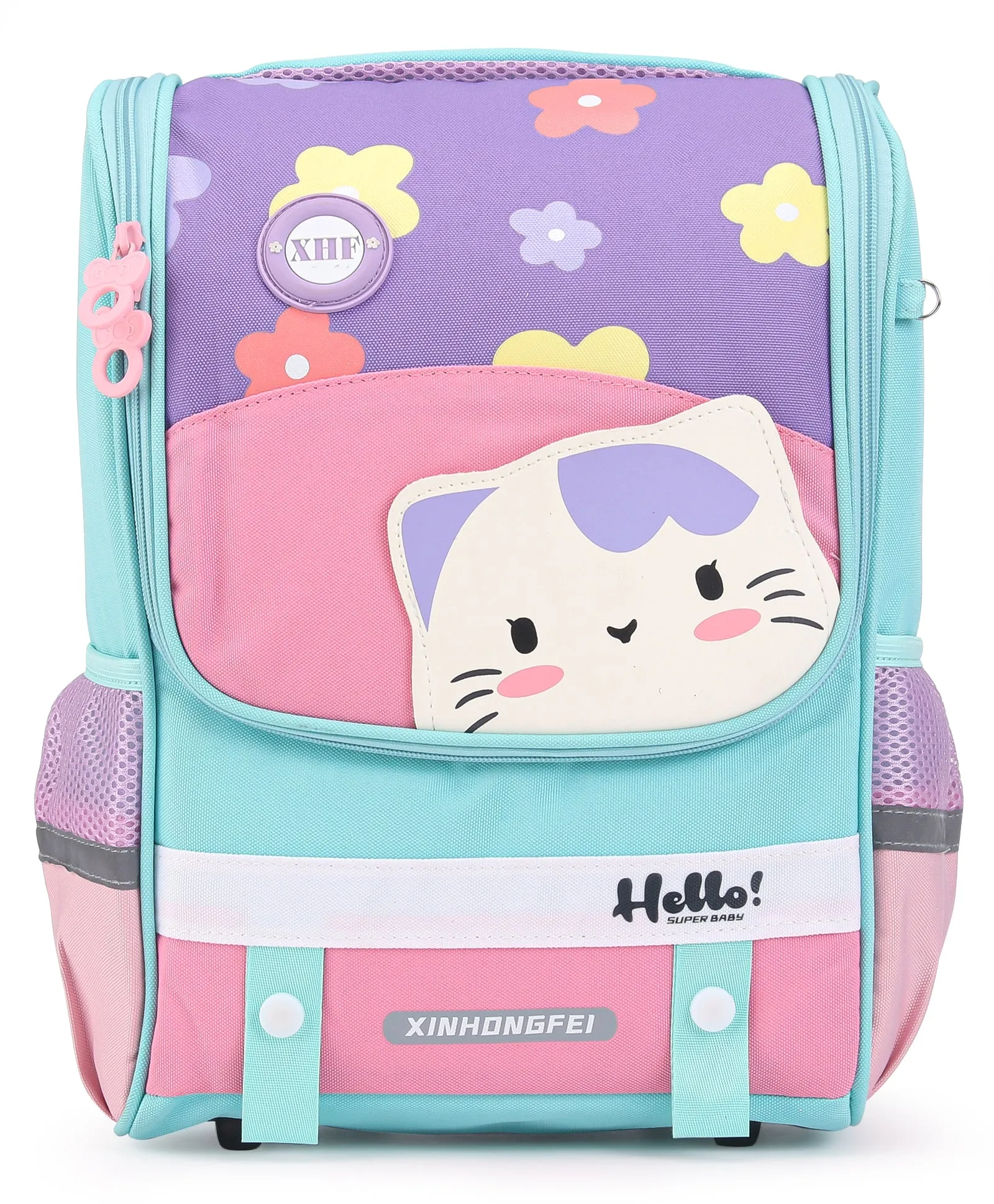 Cat Print Backpack - Sea Green