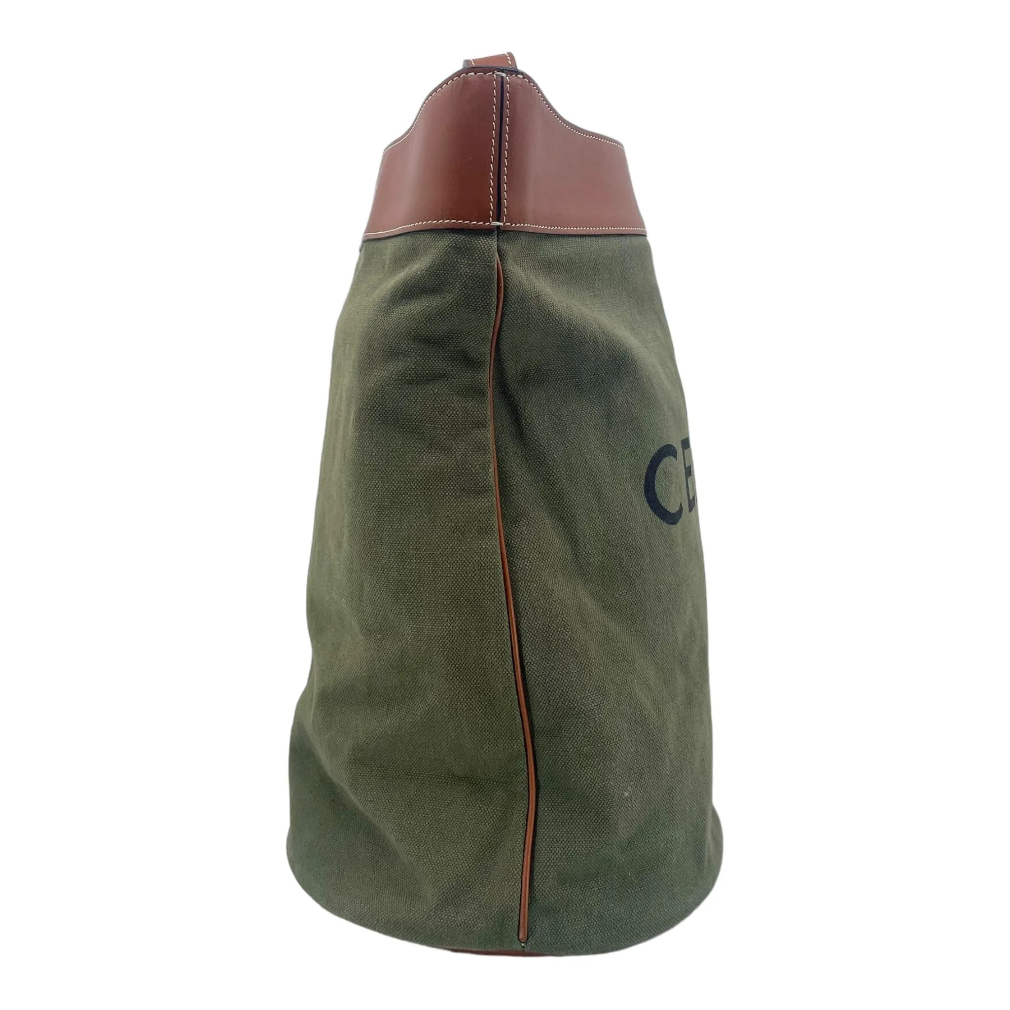 Celine Medium Soft Bucket Side Bag Khaki Tan Pre-Owned