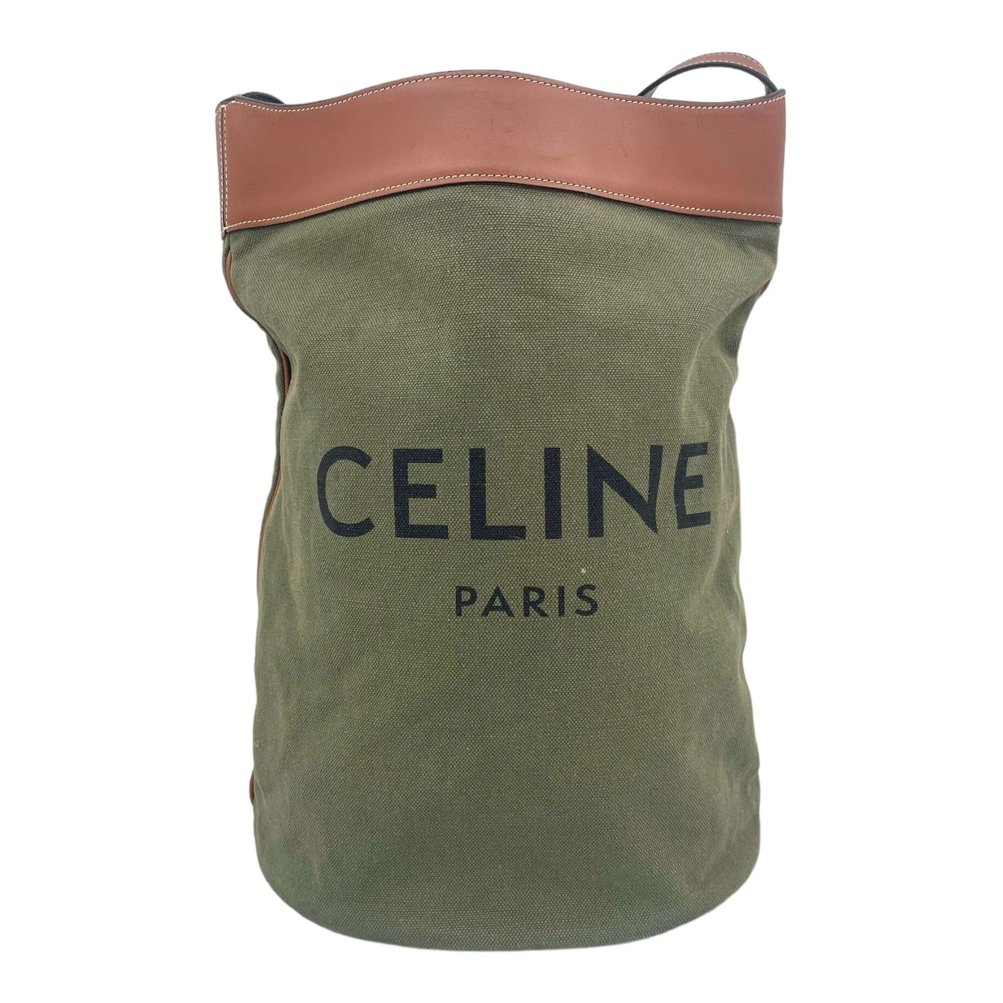 Celine Medium Soft Bucket Side Bag Khaki Tan Pre-Owned