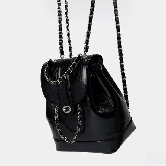Chain Leather Backpack Shoulder Bag