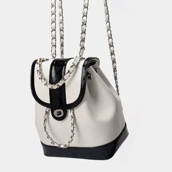 Chain Leather Backpack Shoulder Bag