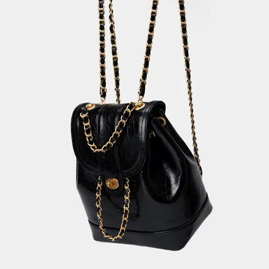 Chain Leather Backpack Shoulder Bag