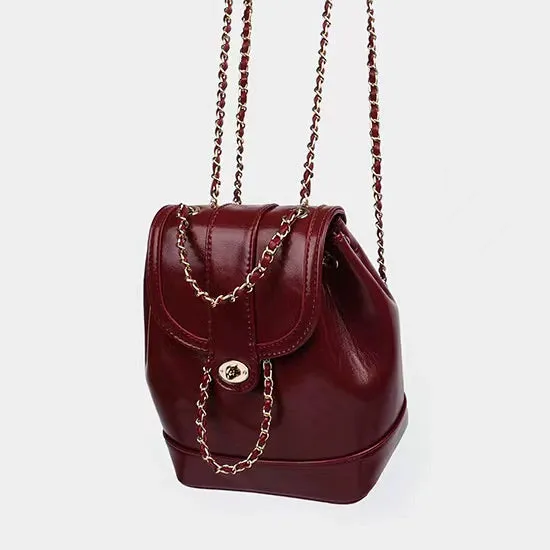 Chain Leather Backpack Shoulder Bag