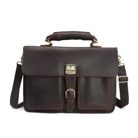 Crazy Horse Leather Shoulder Messenger Bag Retro Men Leather Briefcase