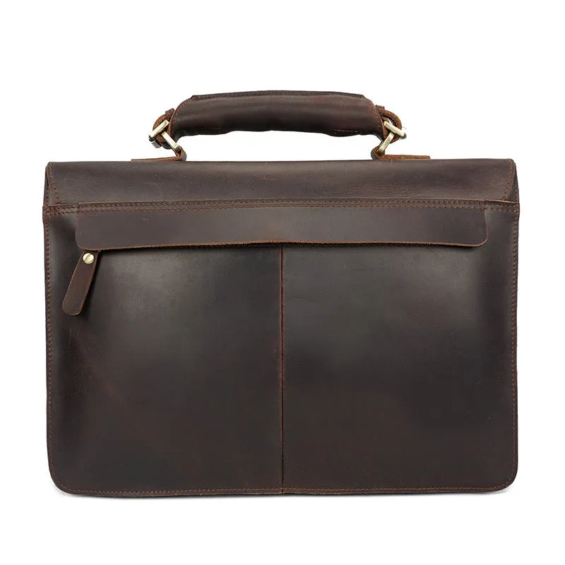 Crazy Horse Leather Shoulder Messenger Bag Retro Men Leather Briefcase