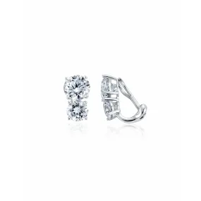 CRISLU 2 Stone Postless Earrings Finished in Pure Platinum