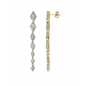 CRISLU Graduated Marquis Linear Earrings Finished in 18kt Yellow Gold