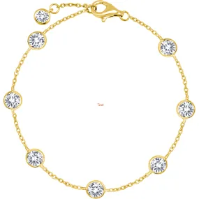 CRISLU Large Bezel Station Anklet Finished in 18kt Yellow Gold
