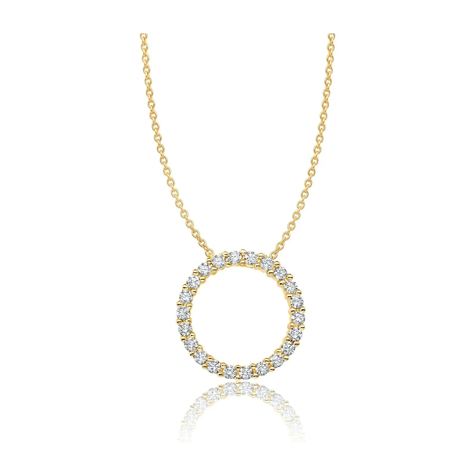 CRISLU Open Pave Circle Necklace In Rose Gold