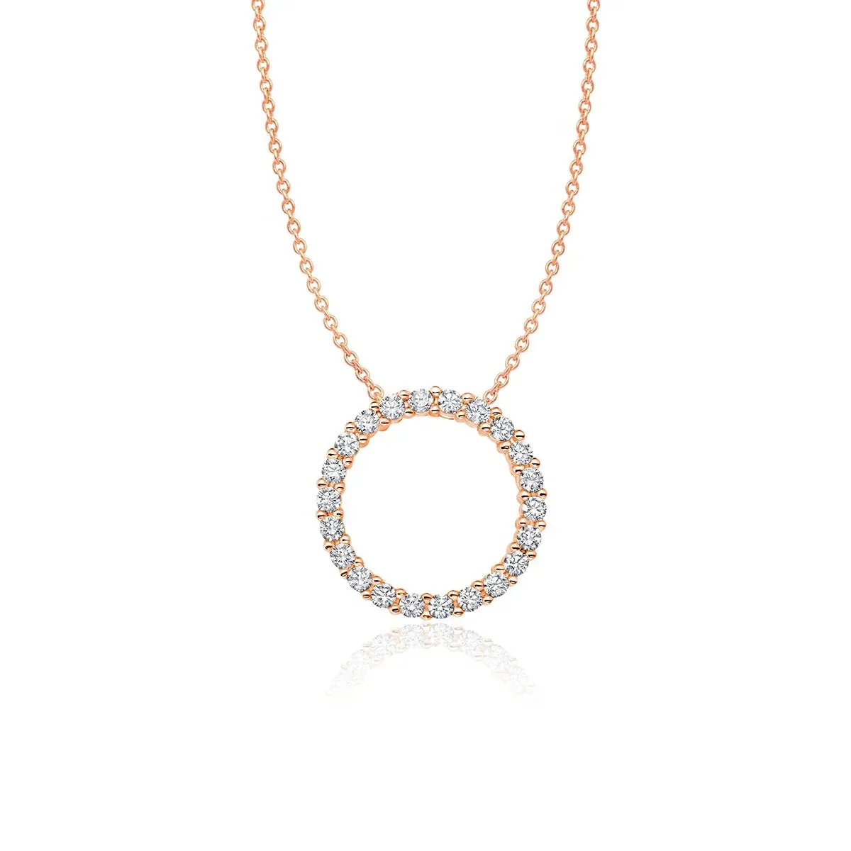 CRISLU Open Pave Circle Necklace In Rose Gold