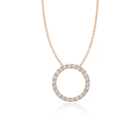 CRISLU Open Pave Circle Necklace In Rose Gold