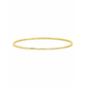 CRISLU Pave Circle Bangle In 18kt Yellow Gold