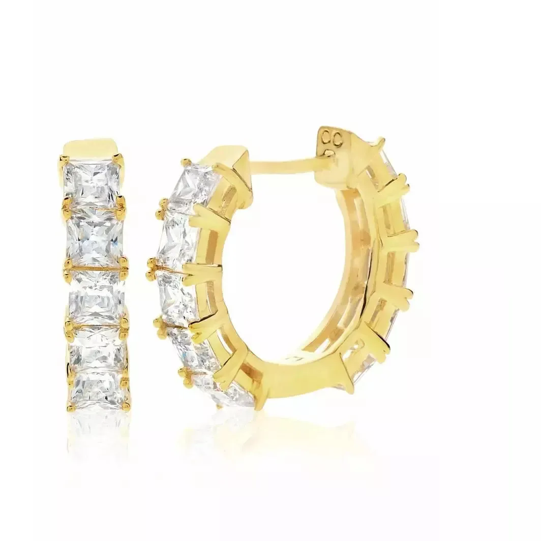 CRISLU Princess Hoop Earrings Finished in Pure Platinum