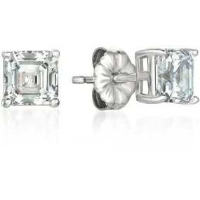 CRISLU Solitaire Asscher Earrings Finished in Pure Platinum - 2.0 Cttw