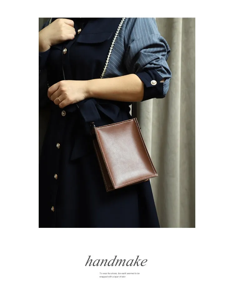 Cute Coffee Leather Phone Purse Women Side Bag Box Phone Crossbody Purse For Women