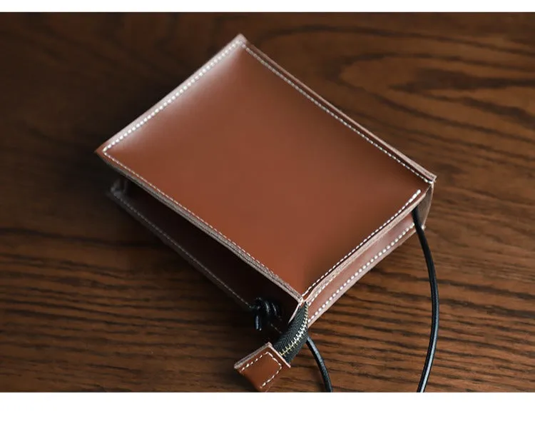 Cute Coffee Leather Phone Purse Women Side Bag Box Phone Crossbody Purse For Women