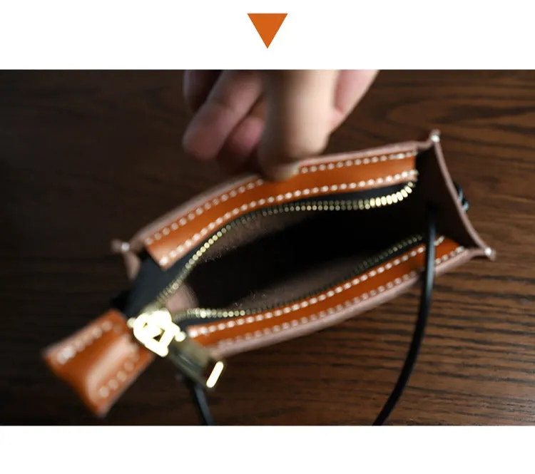 Cute Coffee Leather Phone Purse Women Side Bag Box Phone Crossbody Purse For Women