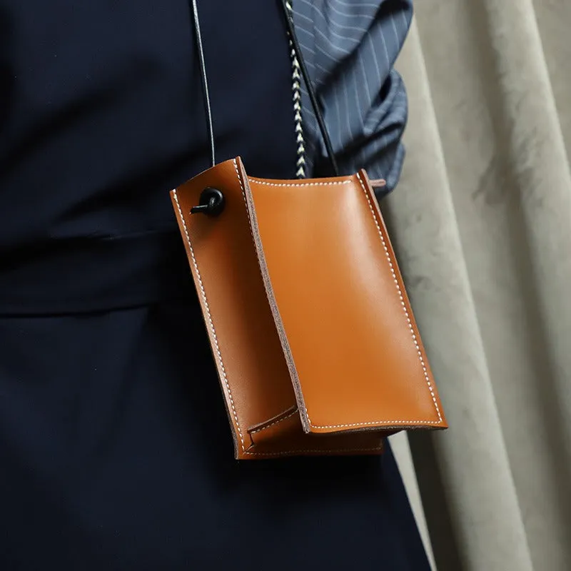 Cute Coffee Leather Phone Purse Women Side Bag Box Phone Crossbody Purse For Women