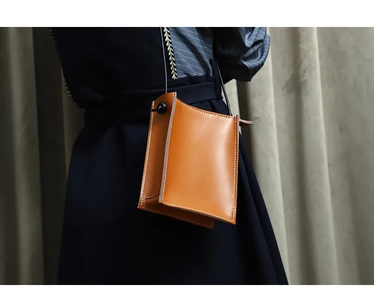 Cute Coffee Leather Phone Purse Women Side Bag Box Phone Crossbody Purse For Women