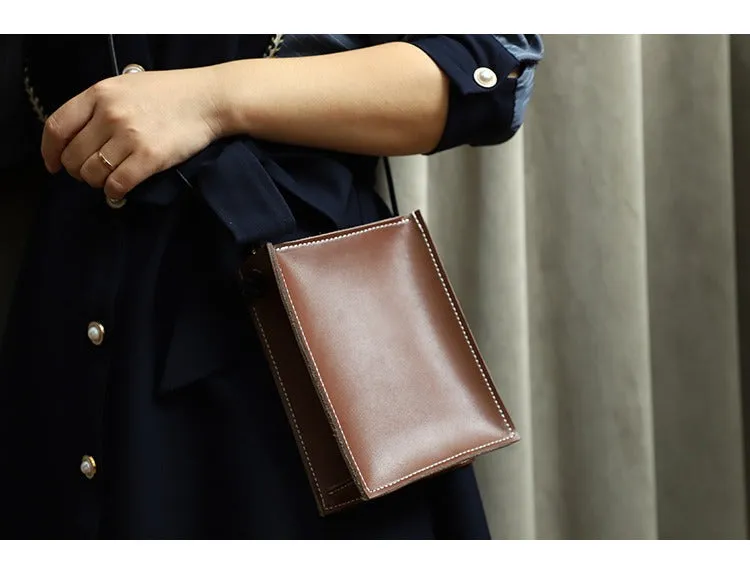 Cute Coffee Leather Phone Purse Women Side Bag Box Phone Crossbody Purse For Women