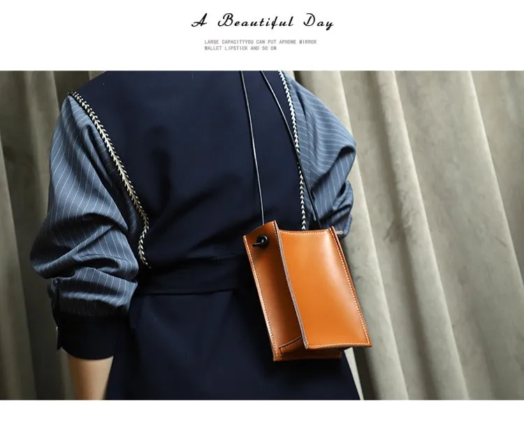 Cute Coffee Leather Phone Purse Women Side Bag Box Phone Crossbody Purse For Women