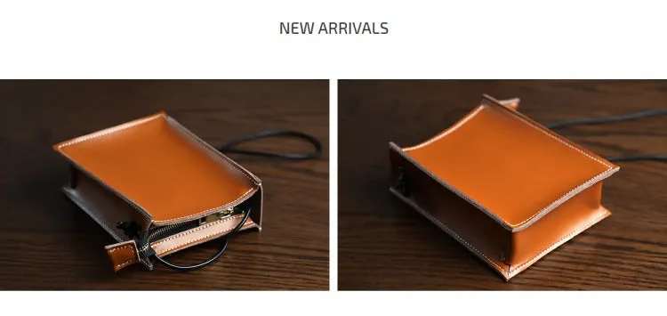 Cute Coffee Leather Phone Purse Women Side Bag Box Phone Crossbody Purse For Women