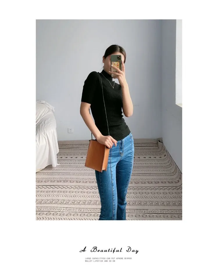 Cute Coffee Leather Phone Purse Women Side Bag Box Phone Crossbody Purse For Women