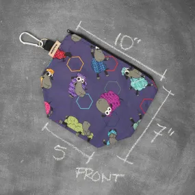 Dice A Lot Project Bag in Stitchy-Hexi Sheeple