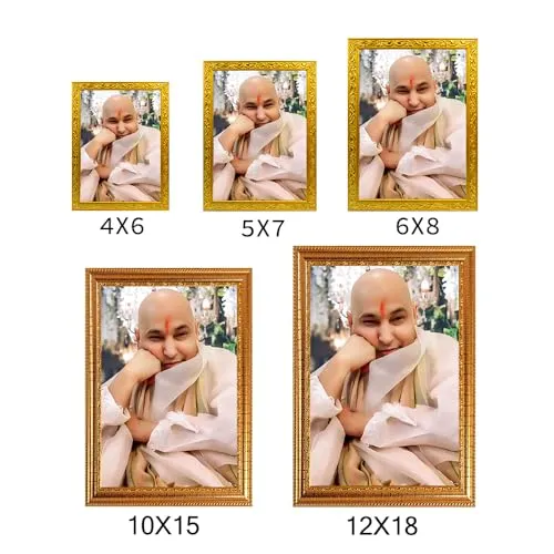 Frame Cart Guru Ji Golden Photo Frame : Spiritual Elegance for Your Home Decor. (12 x 18 Inches, Golden 05)