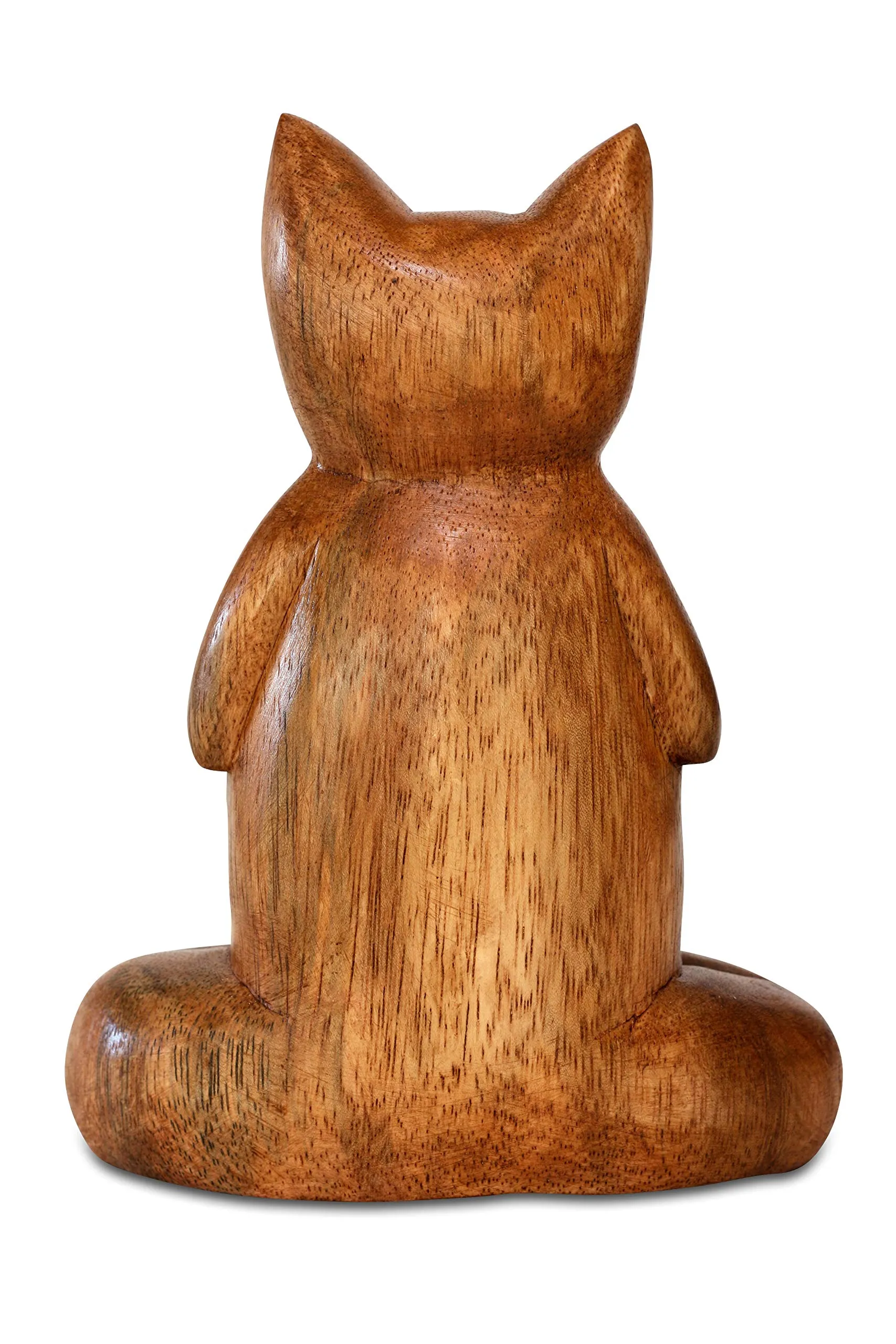G6 Collection 8" Wooden Hand Carved Siamese Cat Yoga Pose Statue Sculpture Handcrafted Art Decoration Home Decor Accent Decorative Kitty Kitten Figurine Gift Handmade (Fire Log Pose)