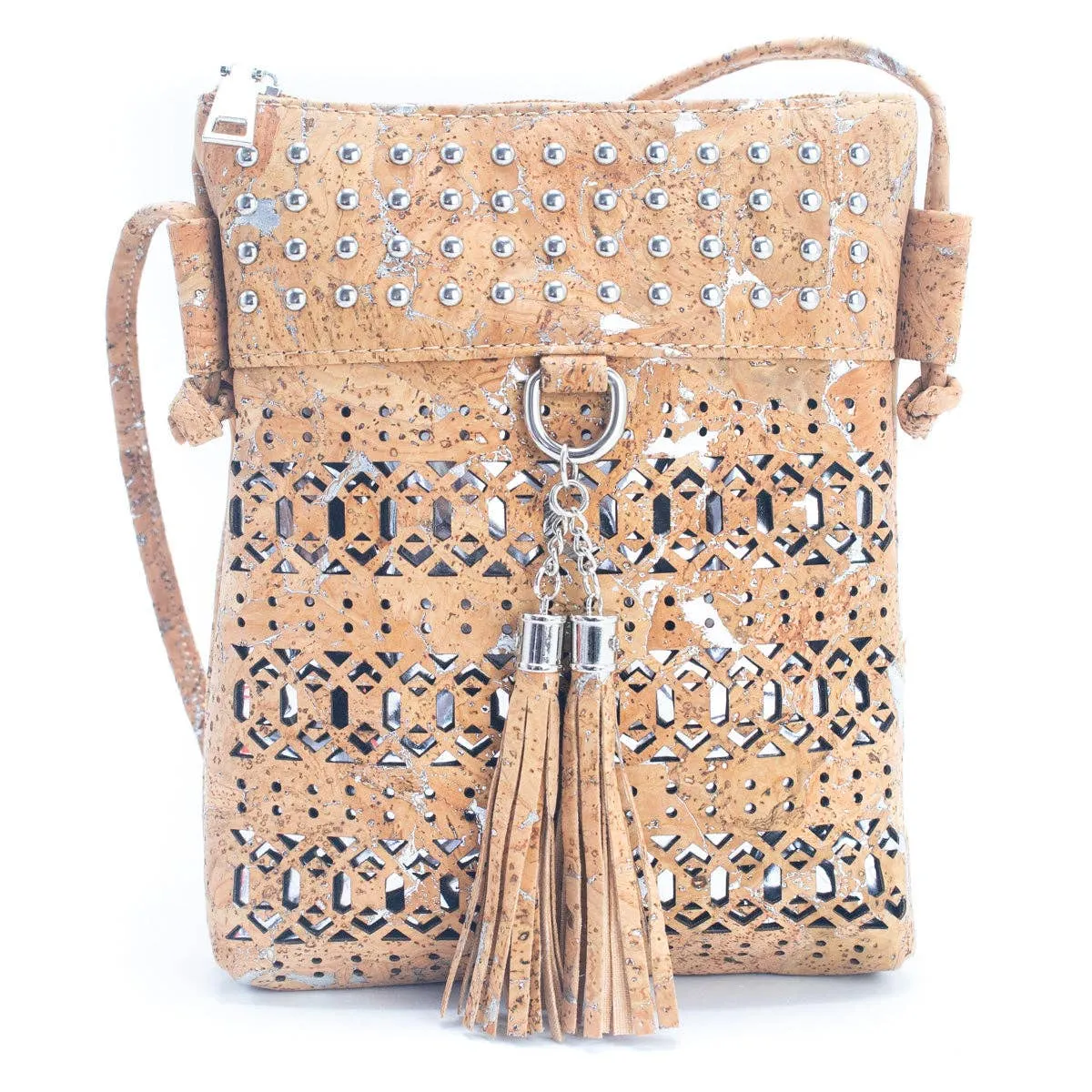 Gold and Silver Accented Cork Women's Cut-out Crossbody Bag BAG-2250