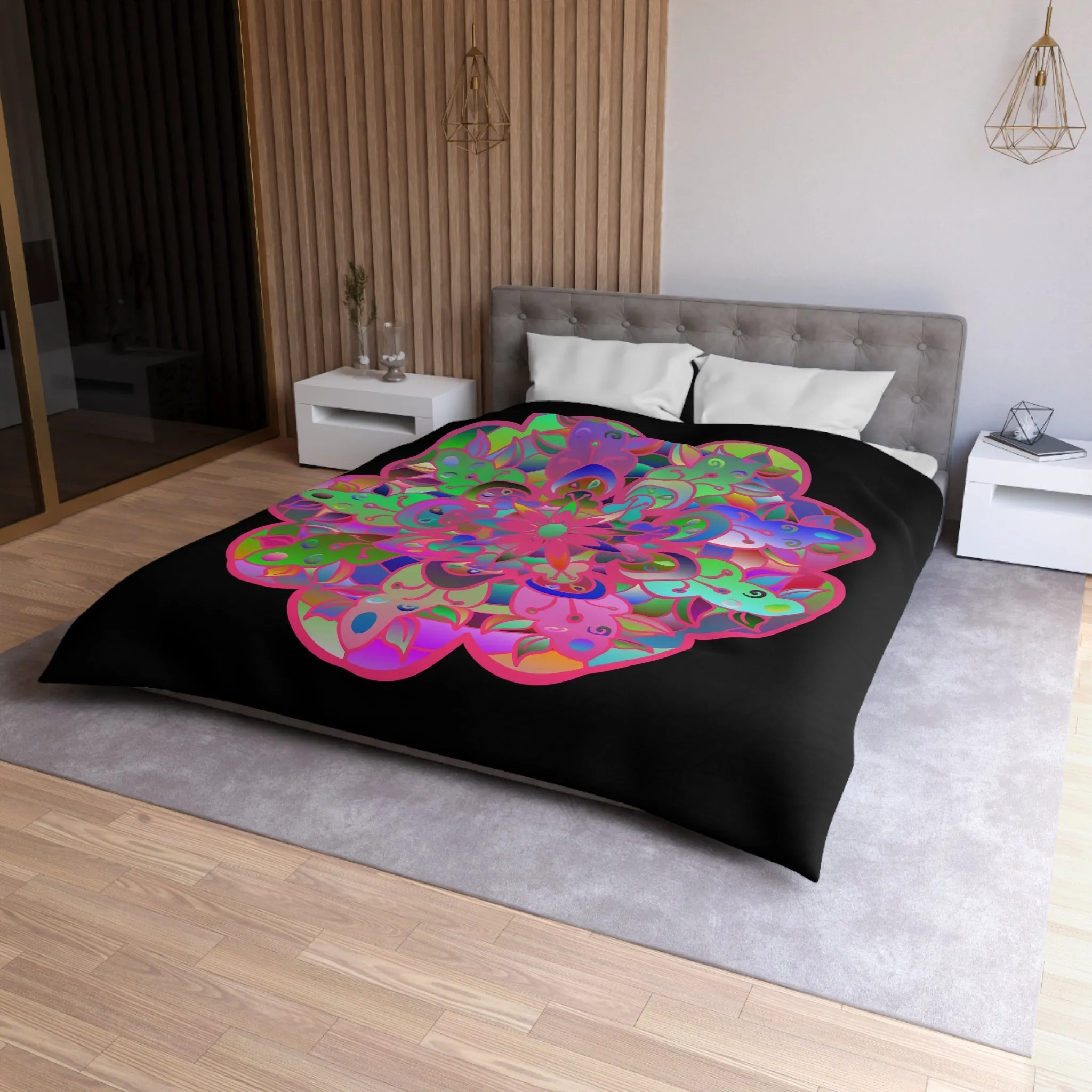 Handmade Mandala Art Microfiber Duvet Cover - Colorful Design