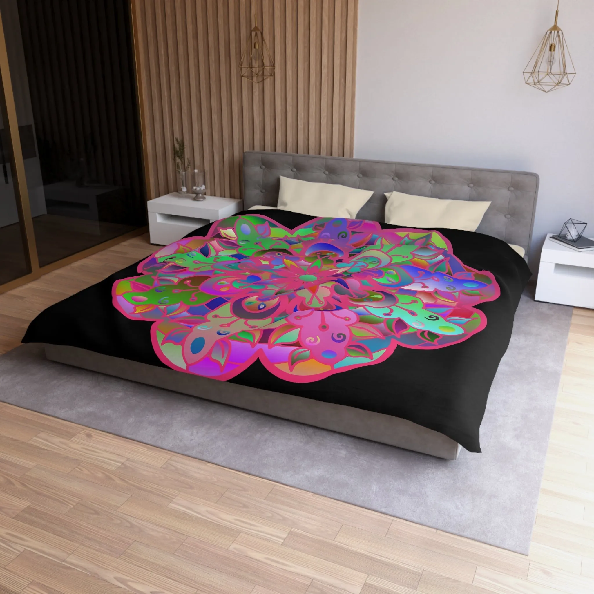Handmade Mandala Art Microfiber Duvet Cover - Colorful Design