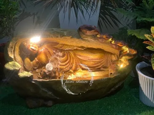 Homestead DECORE Solution Sleeping Big Sleeping Buddha Fountain for Home Decor/Living Room/Hall/Office/Garden Fountain/Temple/Hotel Decor Outdoor Fountain Fiber Unbreakable
