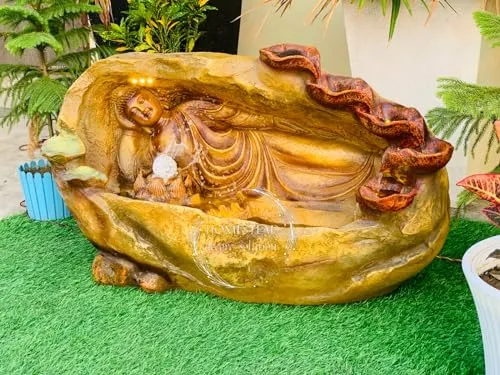 Homestead DECORE Solution Sleeping Big Sleeping Buddha Fountain for Home Decor/Living Room/Hall/Office/Garden Fountain/Temple/Hotel Decor Outdoor Fountain Fiber Unbreakable